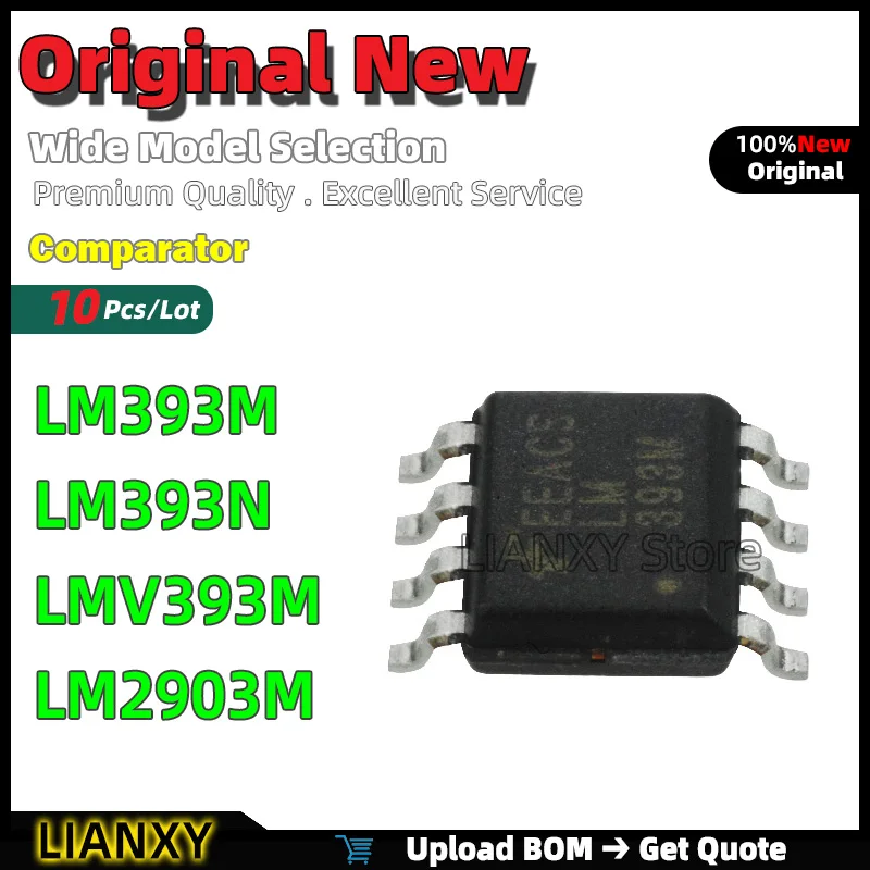 10pcs SOIC-8 LM393M LM393N LMV393M LM2903M Comparator New Original