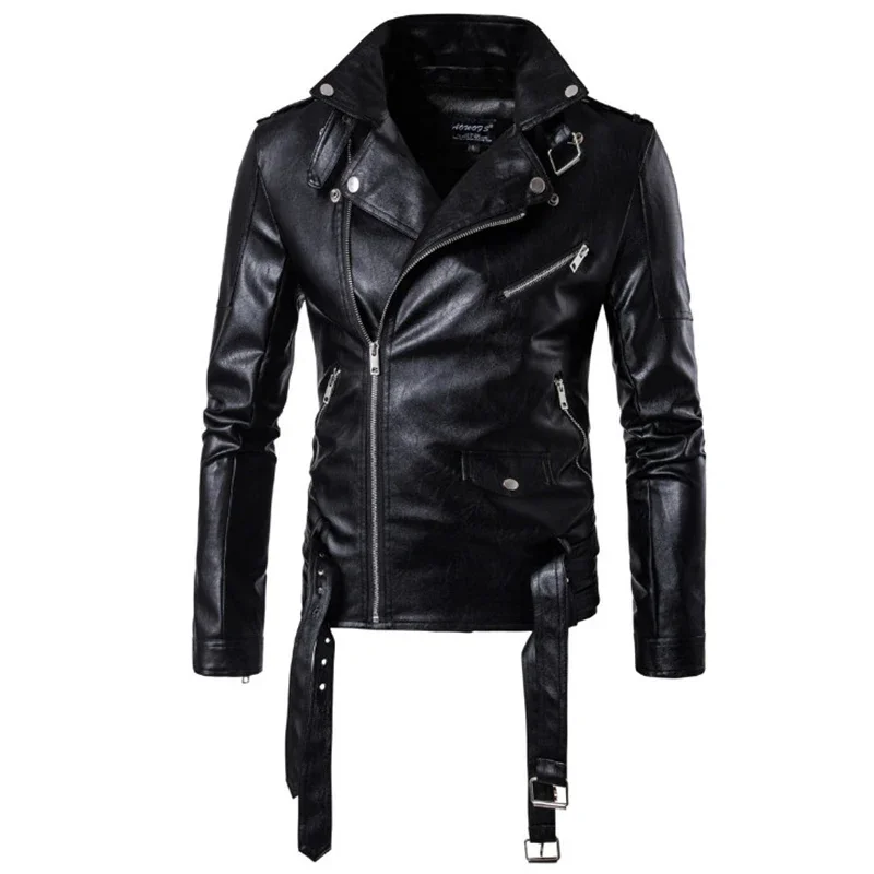 Men's Leather Jacket 2024 New Motorcycle Pilot Leather Jacket Fashion Brand Men's Designer Punk Wind Oblique Zipper Design Coat