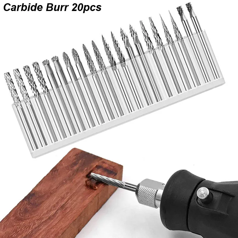 Tungsten Carbide Burr Set Rotary File Rasp Die Grinder Milling Bit Single Double Cut Metal Wood Carving Engraving Polishing Tool