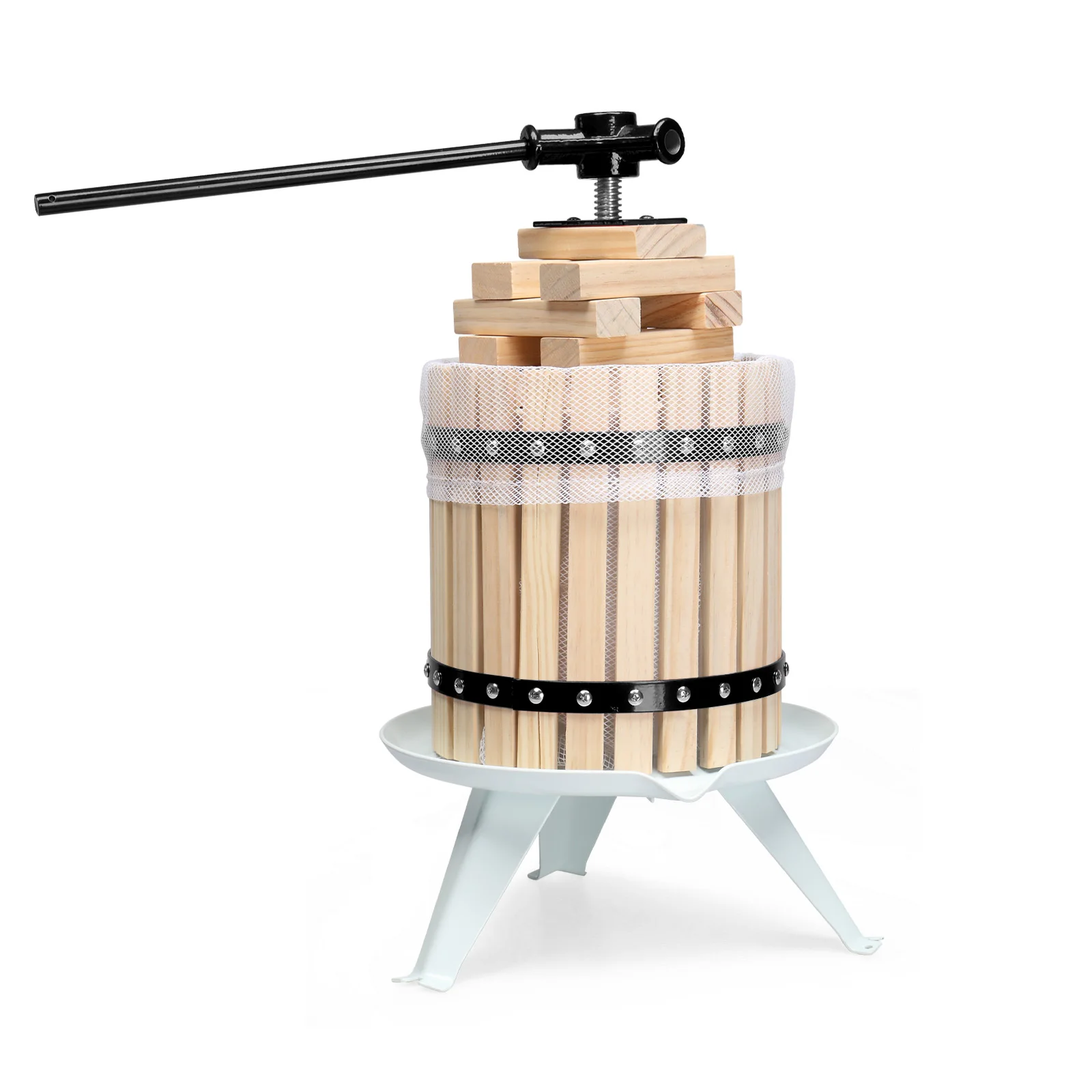 

3.17 Gallon Fruit Wine Press, Solid Wood Basket Wine Making Press with 6 Blocks, 12 Liter Cider Apple Grape Crusher Manual Juice