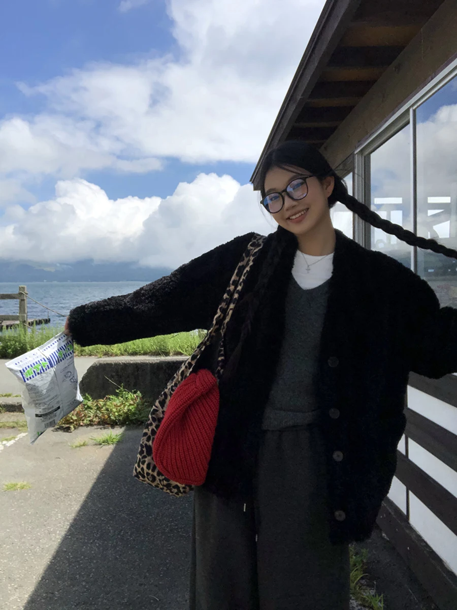 Red Celebri Studio Women's Bla V-Ne Fur Jaet Autumn Winter New Sle Cotton Coat Super Beautiful Commute Sle Long S...