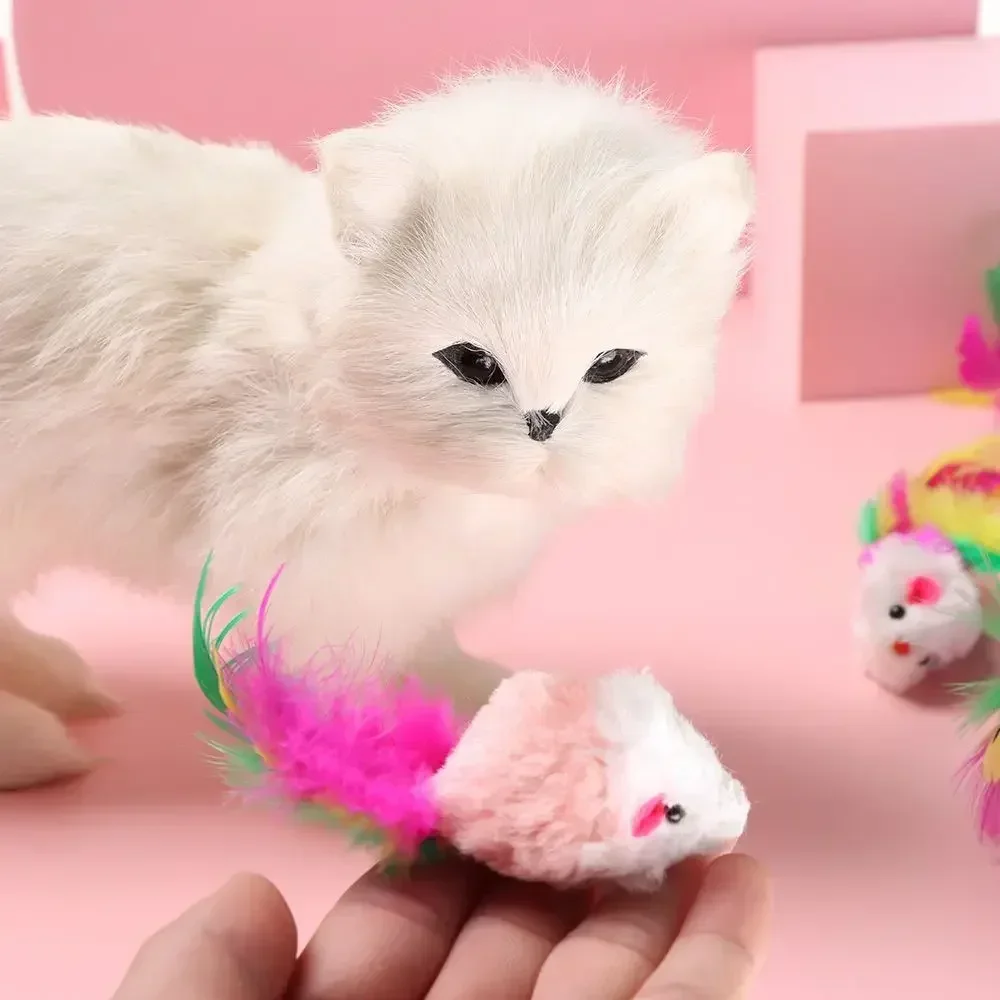 5PCS Cat Mouse Toys Mice Toy Rattle Interactive for Indoor Cats Kittens Assorted Color Catnip Toys with Fea  interactive cat toy