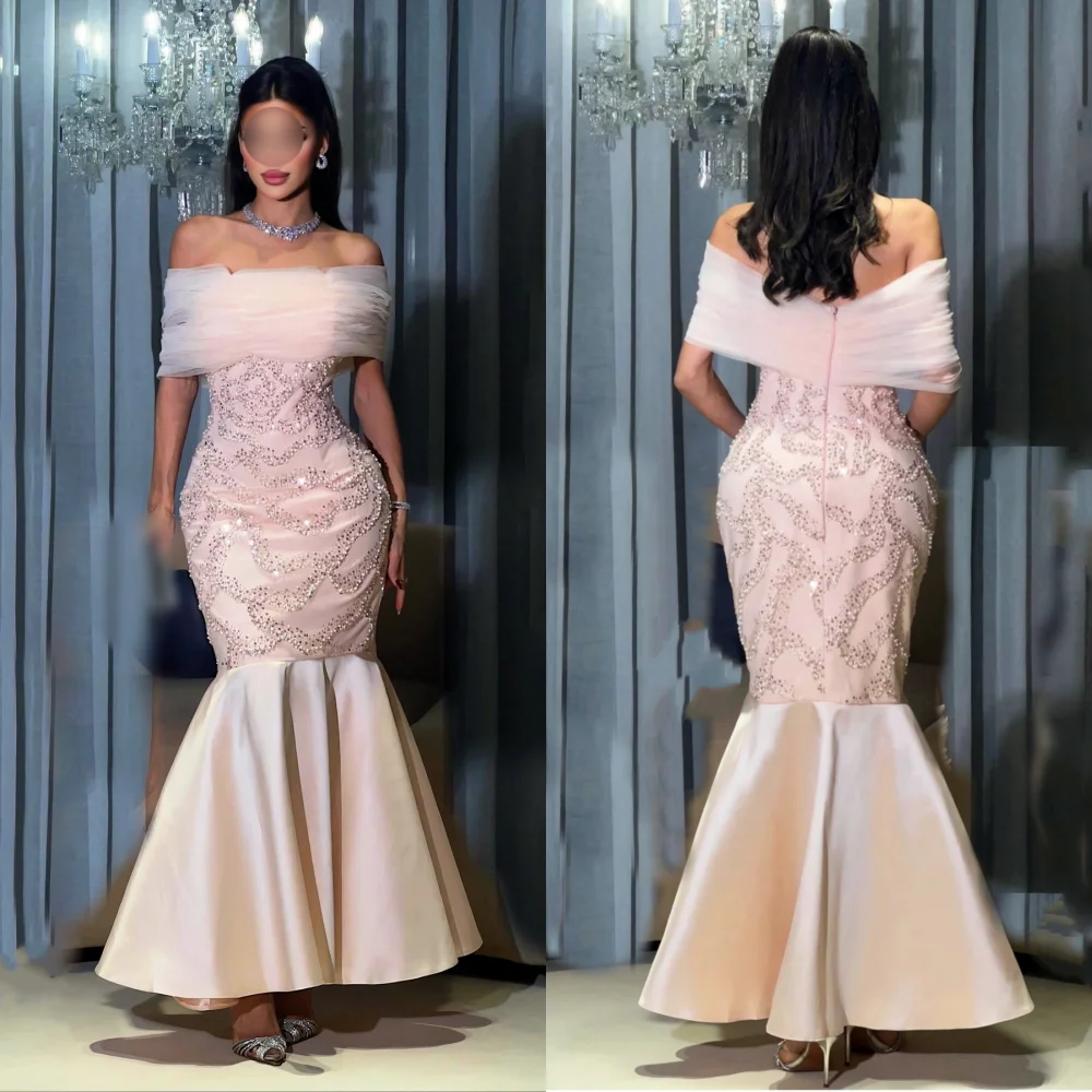 

Customized Charmeuse Sequined Charming Off-the-shoulder Mermaid Long Dresses Bespoke Occasion Women Luxury Evening Sparkle