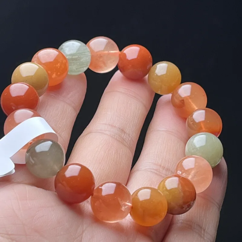 

Natural fortune longevity multi-treasure colored rutilated quartz bracelet, and yellow rabbit hair red crystal g