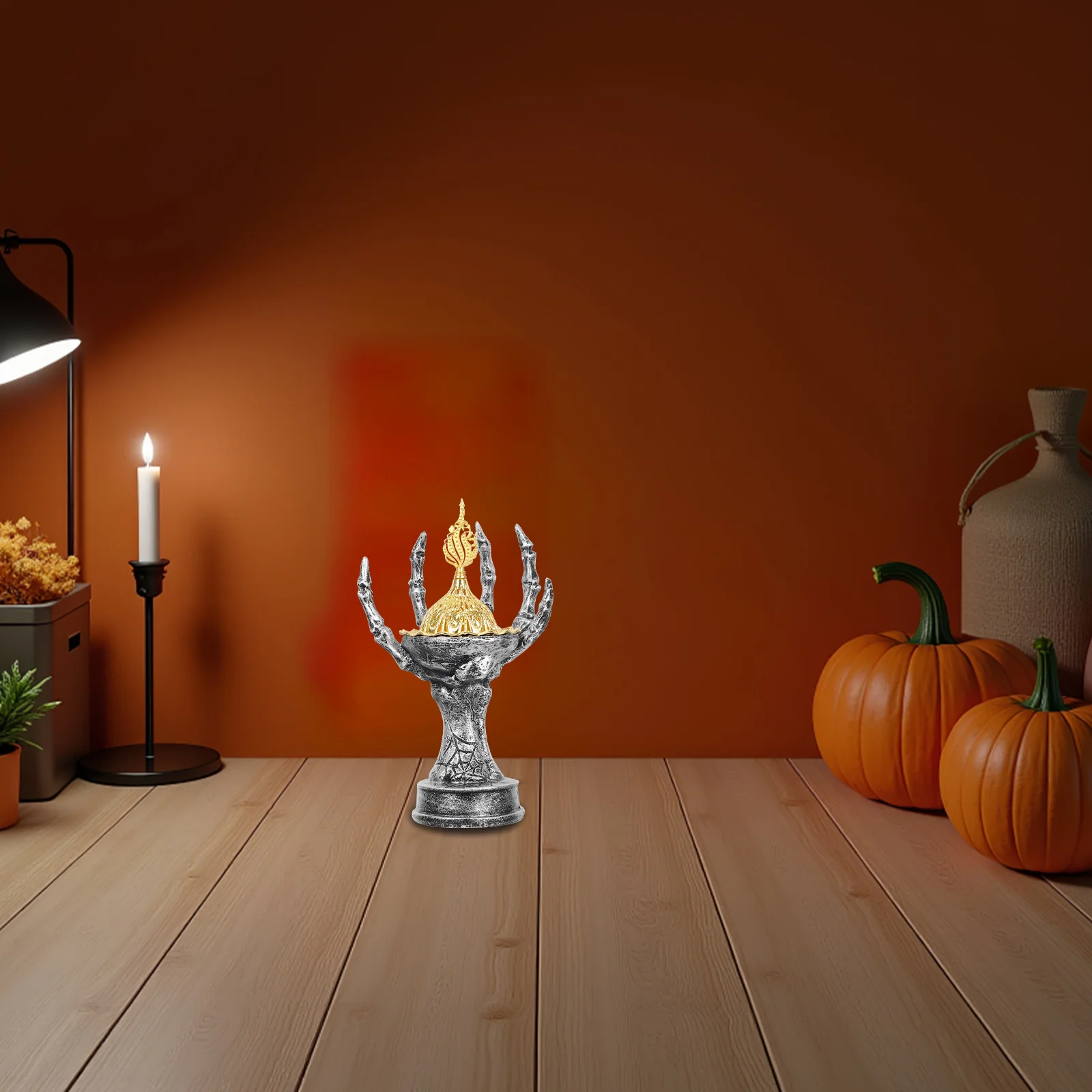 

Ghost Claw Incense Burner Resin Halloween Scary Decoration Aromatherapy Bowl Home Office Black Lid Design Artistic
