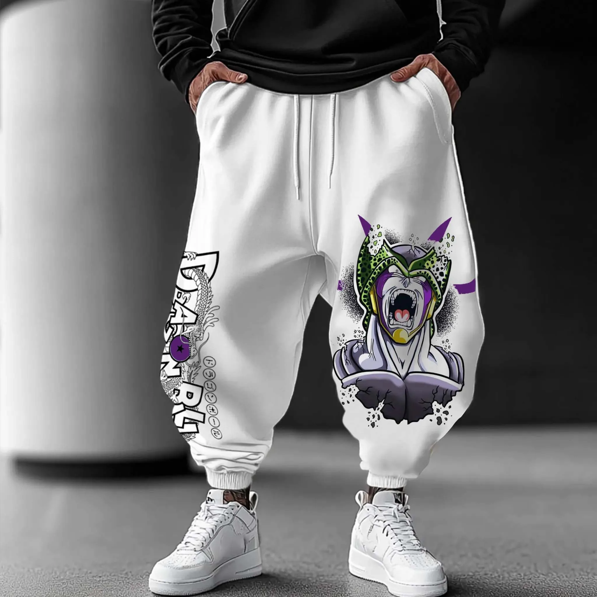 2025 Nieuwe populaire Japanse anime bedrukte katoenen witte modebroek Herfst hiphop sportlegging voor heren en dames