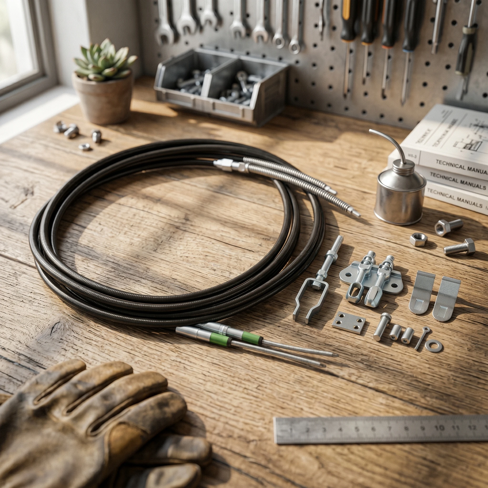 Parking Brake Cable Repair Kit Metal Fittings Emergency Brake Cable Assembly Auto Part Zinc-Colored Flexible