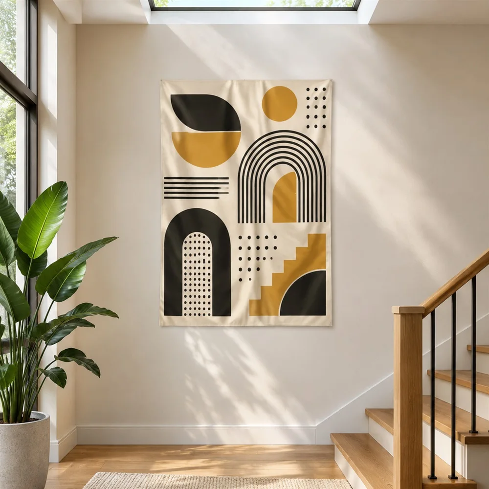 VIKAMA Arch and Half Circle Clustered Groups Tapestry Wall Hanging, Postmodern Wall Decor Tapestries for Living Room Bedroom
