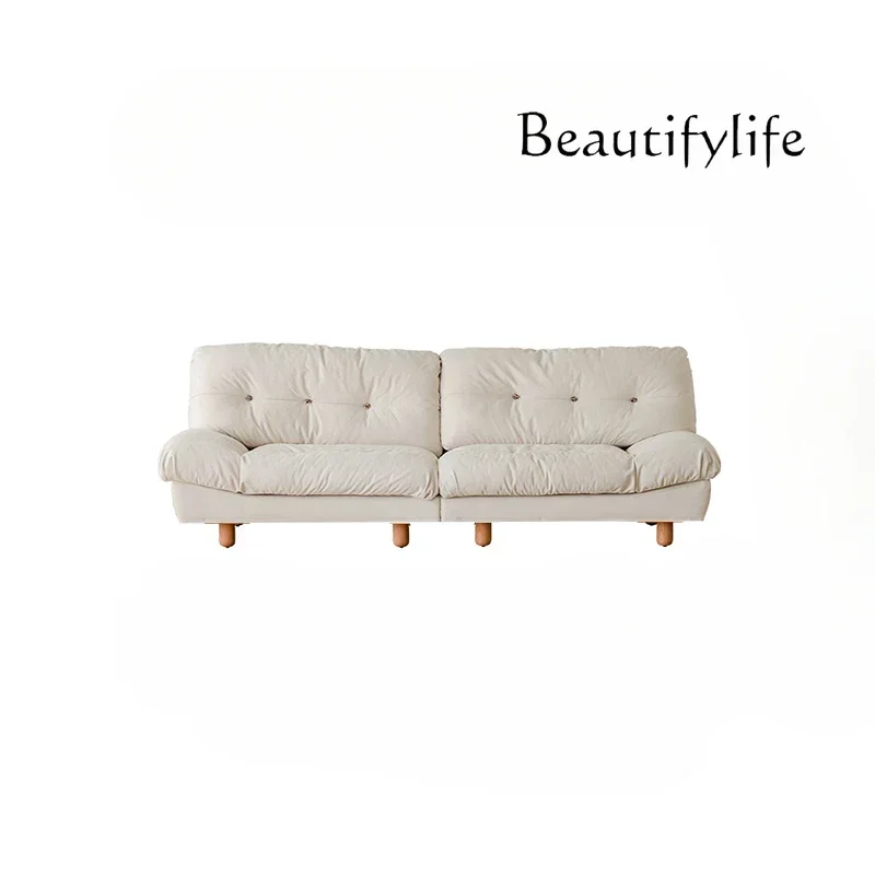 

Cat scratching fabric sofa living room simple tall solid wood cream log wind cloud down sofa