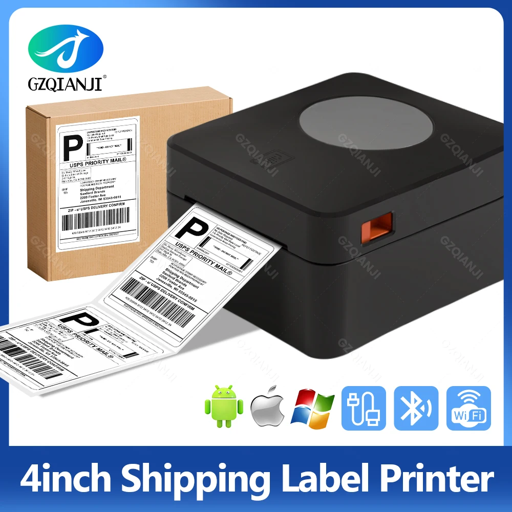 

4x6 inch Thermal Label Printer Portable 203DPI Mailing Packages Barcode Print Wifi Bluetooth Maker Automatic Label Recognition