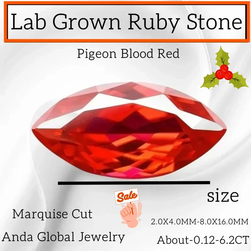 

Lab Grown Ruby Loose Gemstones Pigeon Blood Red Marquise Cut Charm Beads for DIY Jewelry Selectable CertificateDaily Wear