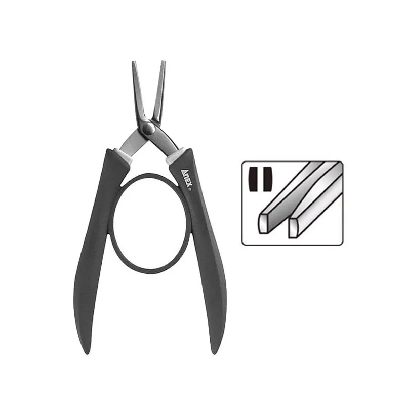 ANEX No. 258 Flat Nose Pliers 140mm Smooth Jaws Stainless Steel with Rubber Grip & Spring for Jewelry Metal Forming & Wide Bends