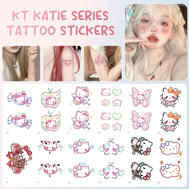 Sanrio Cartoon Characters Kuromi Hello Kitty Children Temporary Tattoos Cute Waterproof And Durable Color Tattoo Sticker Gifts