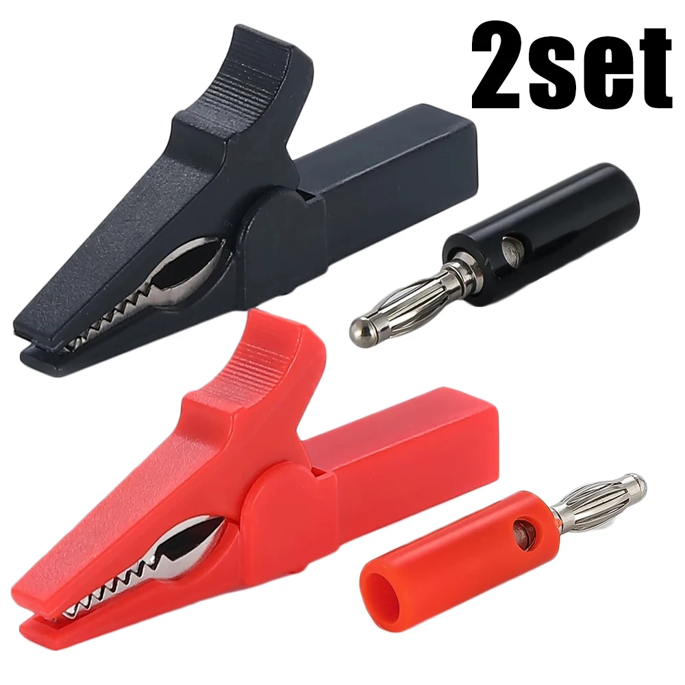 Alligator Clip with Banana Plugs Set - No Welding Fully Insulated Safety Connector for Multimeter Electrical Test