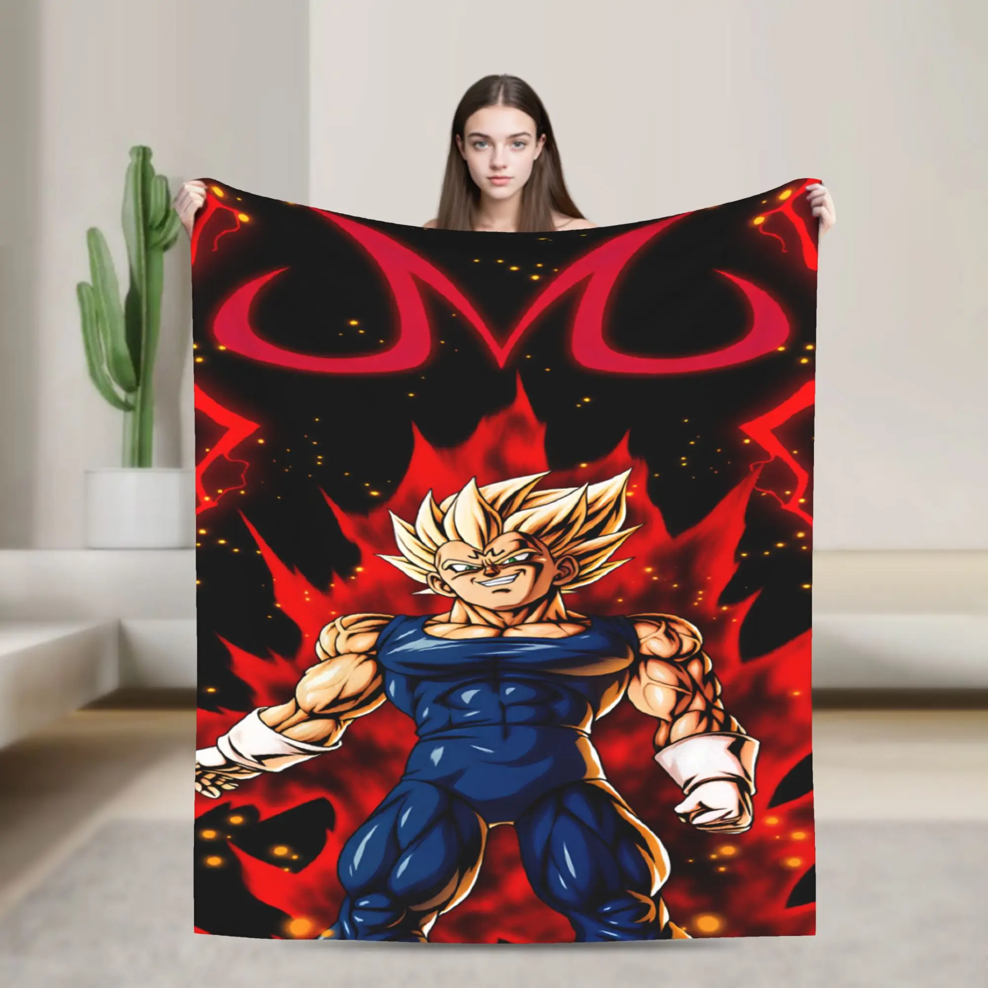 D-gragon Majin Veget B-ball Flannel Blankets  Soft Throw Blanket for Couch Chair Travel Office Graphic Bedspread Sofa Bed Cover