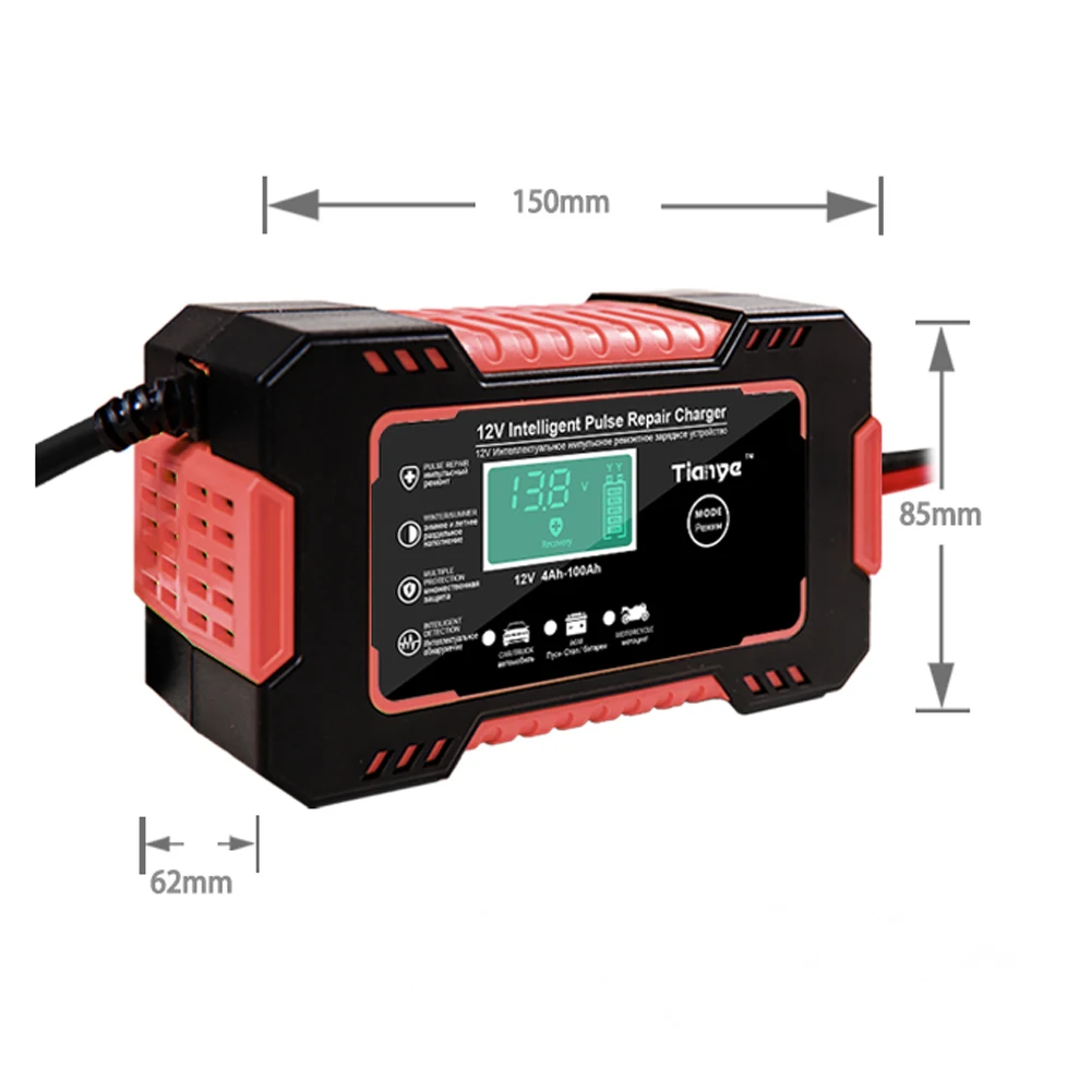 12V Display Smart Battery Charger Power Puls Repair Chargers Wet Dry Lead Acid BatteryFull Automatic Car Battery Charger