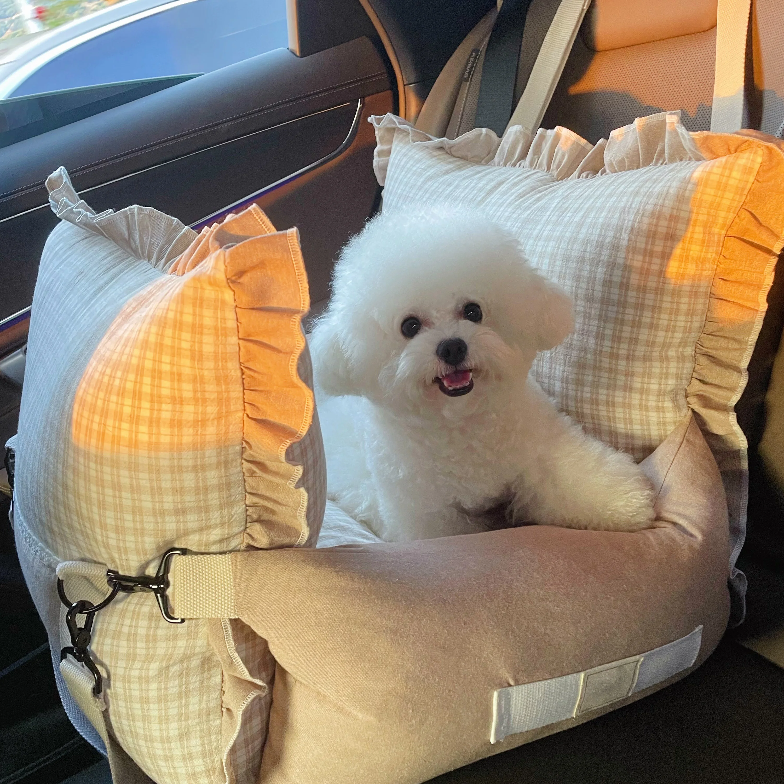 Pet Travel Nest, Dog Car Seat with Strap Safety for Small Medium Dogs Cats, Soft Pet Car Nest, Dog Booster Seat, Dog Seat，