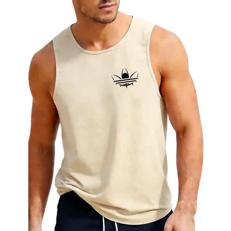 Men Summer Breathable Mesh Tank Top, Stylish Logo Print Sleeveless Shirt, Casual Sports Fitness Gym Vest for Daily & Workout