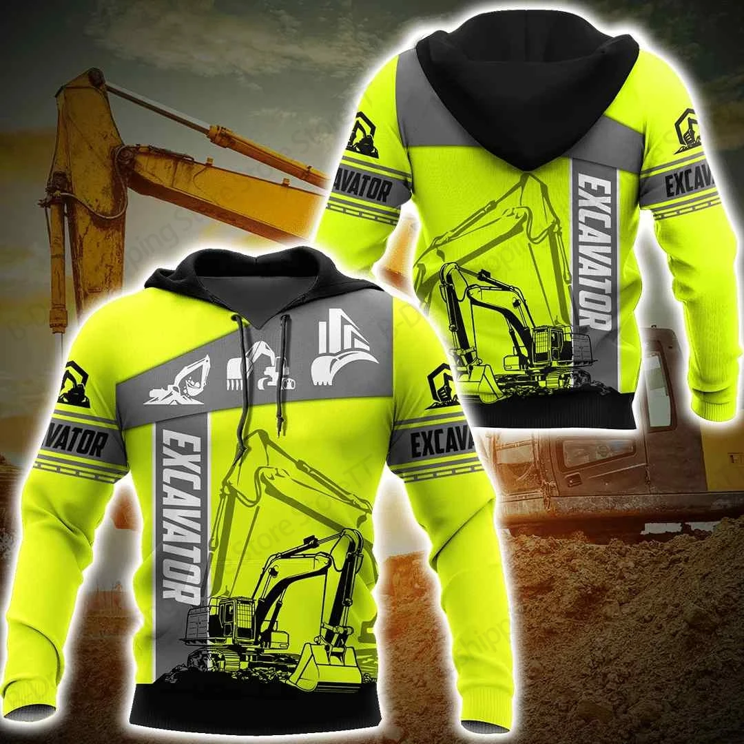 New Excavator Hoodie Sweatshirt Excavator Truck 3d Print Hoodie Men Women Fashion Oversized Tracksuit Working Clothes Operator