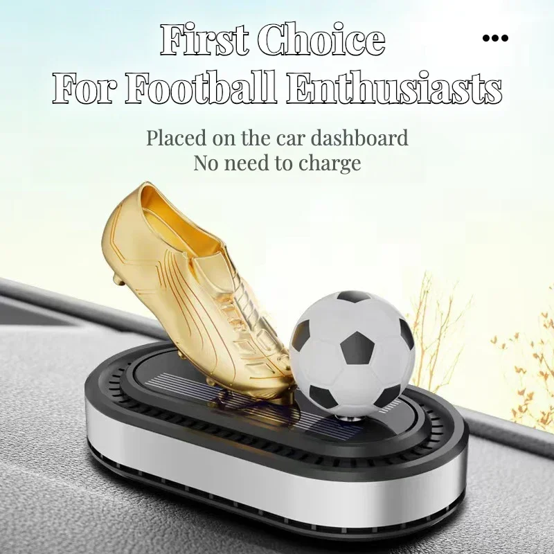 Golden Boot Shaped Solar Powered Car Aromatherapy Rotating Football Interior Decoration Long-Lasting Car Air Freshener