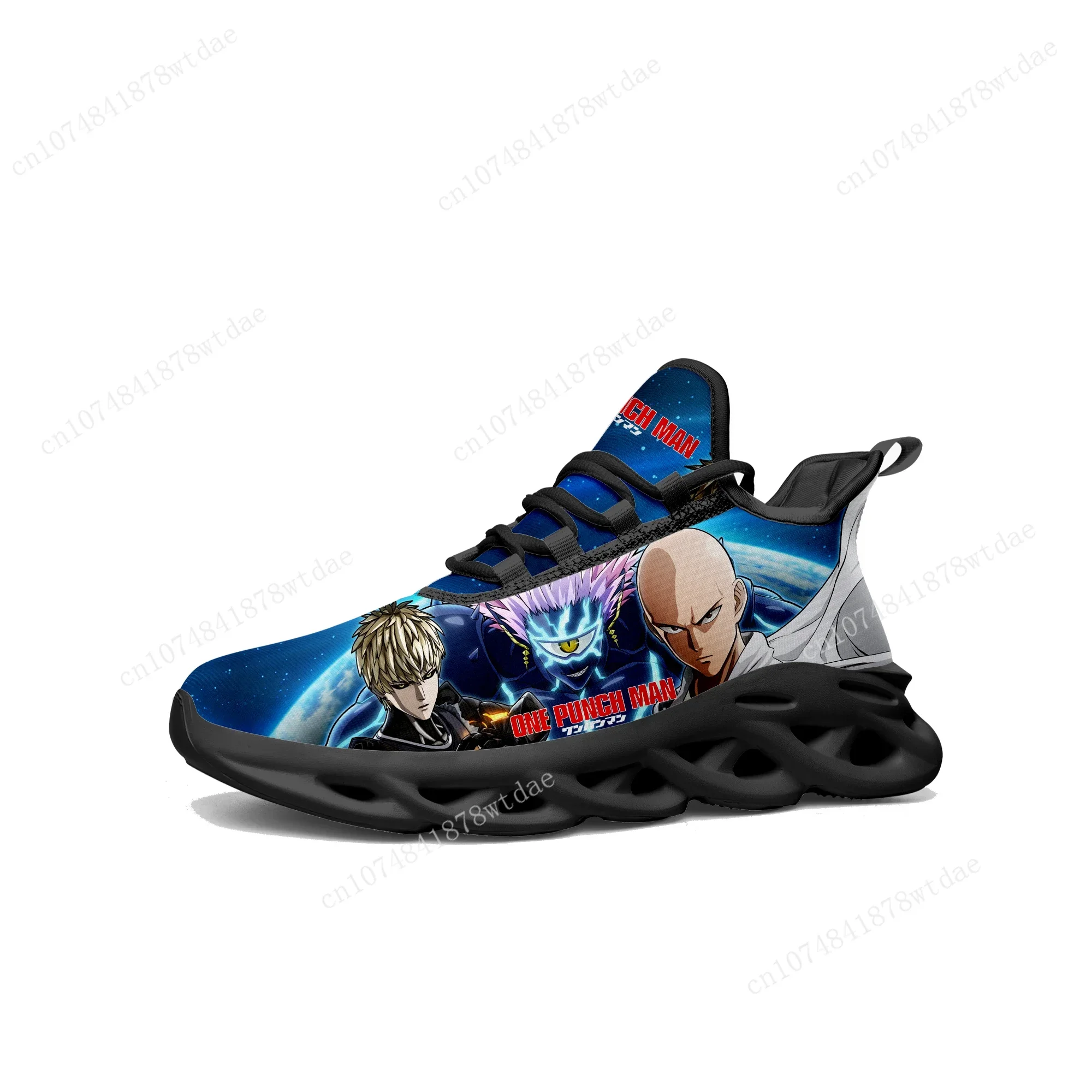 One Punch Man Flats Sneakers Mens Womens Teenager Sports Running Shoes High Quality Saitama Anime Custom Lace Up Mesh Footwear