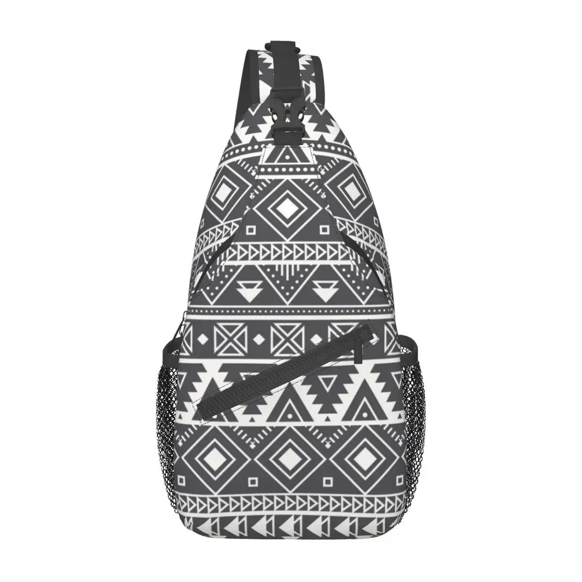 

African Mud Boho Crossbody Sling Bag Small Chest Bag Retro Tribal Geometric Shoulder Backpack Daypack for Hiking Outdoor Camping