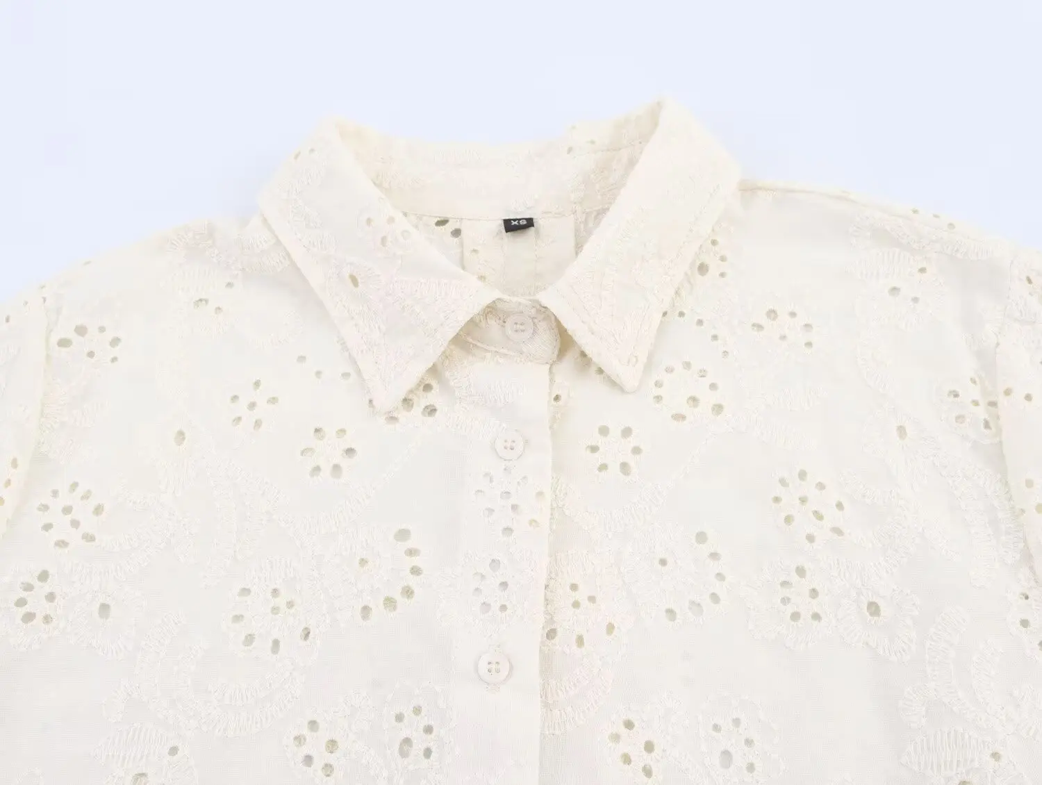 Dave&Di French Lazy Vacation Beige Shirt Cotton Embroidery Hollow Loose Summer Shirt Female Blouse Women Tops