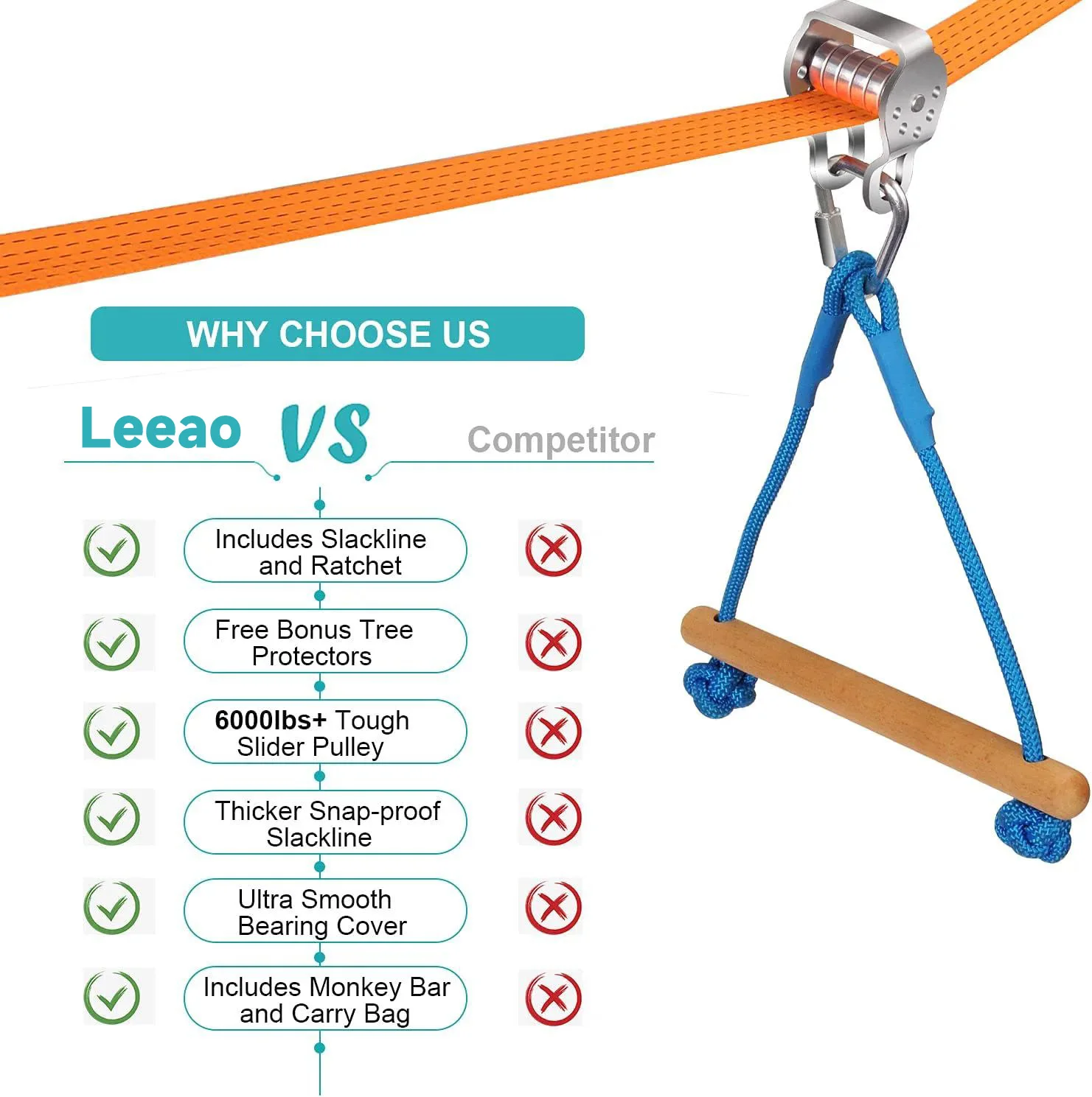 ألعاب خارجية بسحاب للأطفال بطول 20 مترًا، مجموعات بكرة معدات خط الرمز البريدي للفناء الخلفي #2