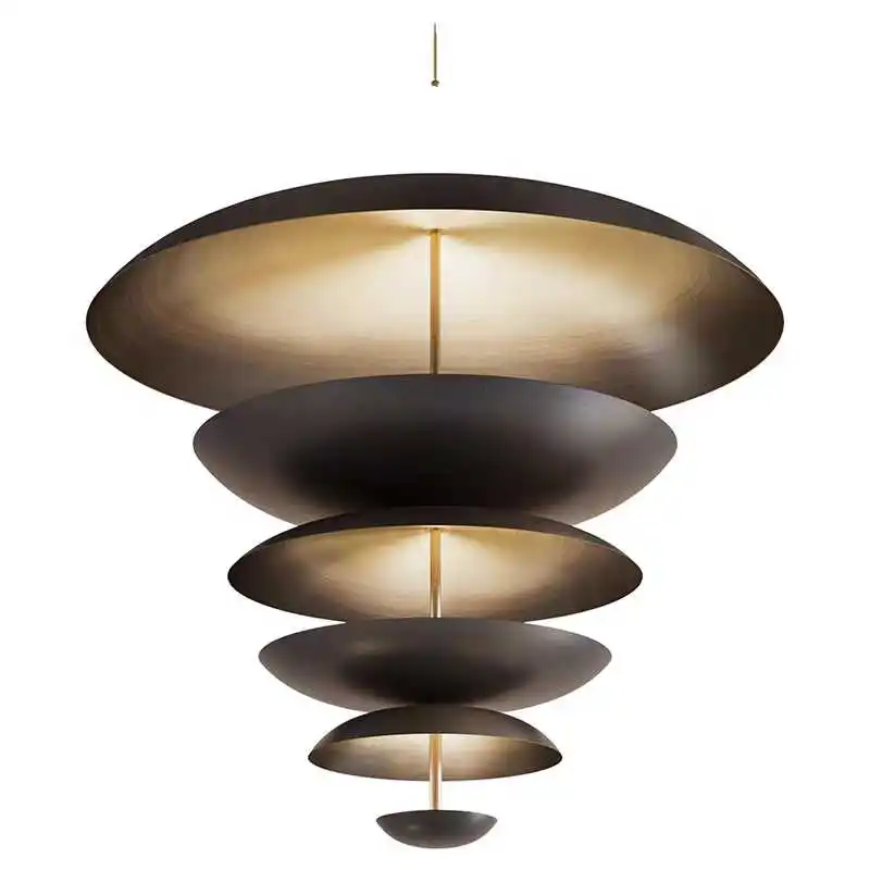 

Nordic postmodern designer minimalist living room UFO pendant light hotel lobby multi-level restaurant golden pendant light