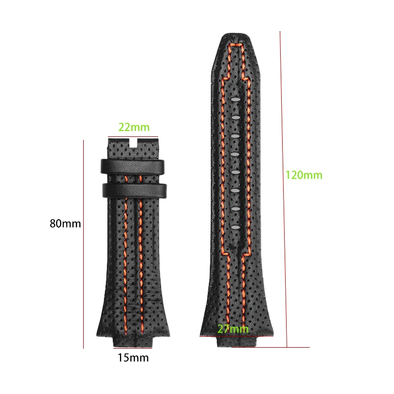 Para seiko sportura snl029p2 snl021p1 sna595p2 snl017p1 pulseira 27x15mm boca convexa pulseiras de relógio de couro genuíno