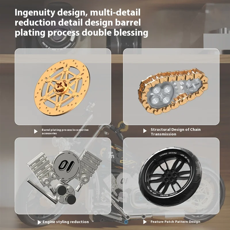 445 قطعة كلاسيكية ريترو 1:8 سوبر دراجة نارية كتلة مجموعة مدينة سباق الدراجات النارية التكنولوجيا الالعاب العملاقة الأطفال الأولاد الكبار الهدايا