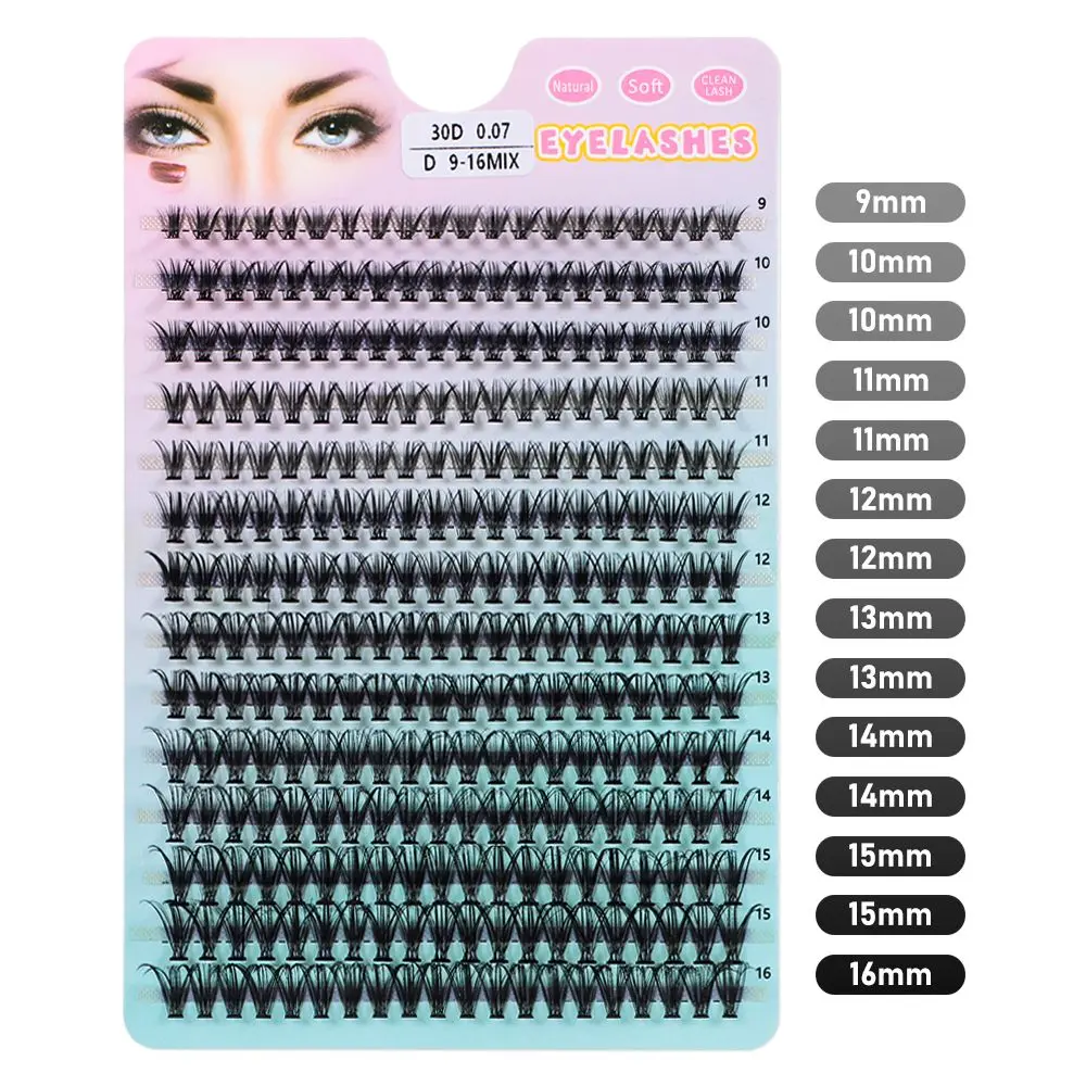 9-16mm 280pcs Lash Clusters 10D-40D D Curl Cluster Lashes that Look Like Eyelash Extensions Mix Individual Lashes Cluster