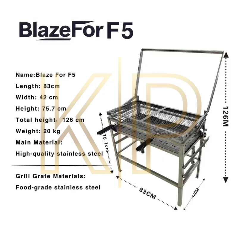 BlazeFor Factory Direct Flipping Charcoal Stove, 40x80cm 304 Steel Rack & Fast Delivery For Picnic Parties