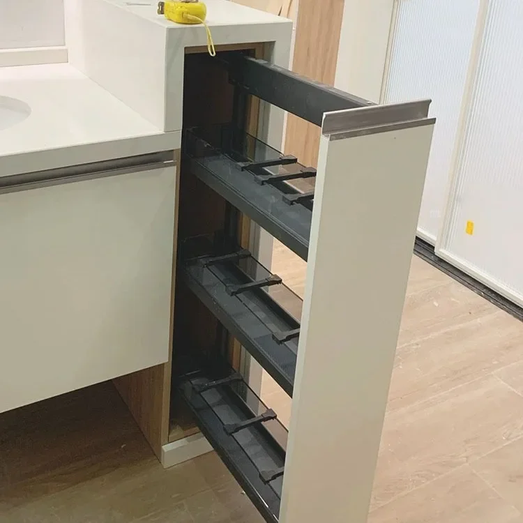 Half-wall pull basket dry and wet separation side-mounted narrow cabinet small pull basket shelf push-pull