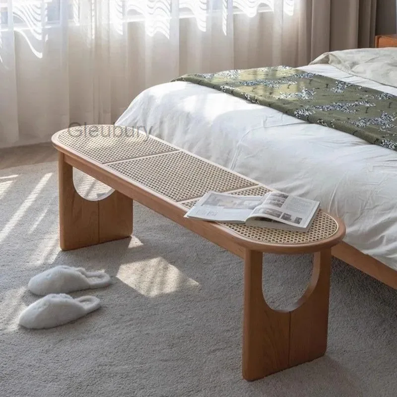 Bench,antique Solid Wood Homestay,rattan Woven Bed,tail Stool,designer,simple Long Stool, Home Dining Stool,shoe Changing Stools