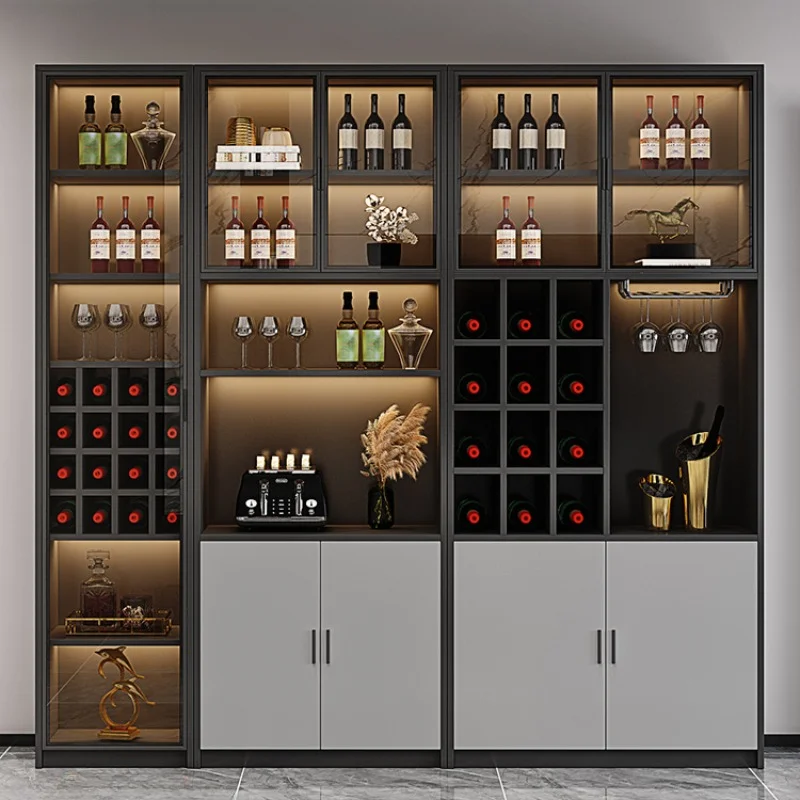 

Luxury Kitchen Wine Cabinets Liquor Wall Display Simplicity Wine Cabinets Wooden Modern Mueble Licorera Bar Furniture QF50JG