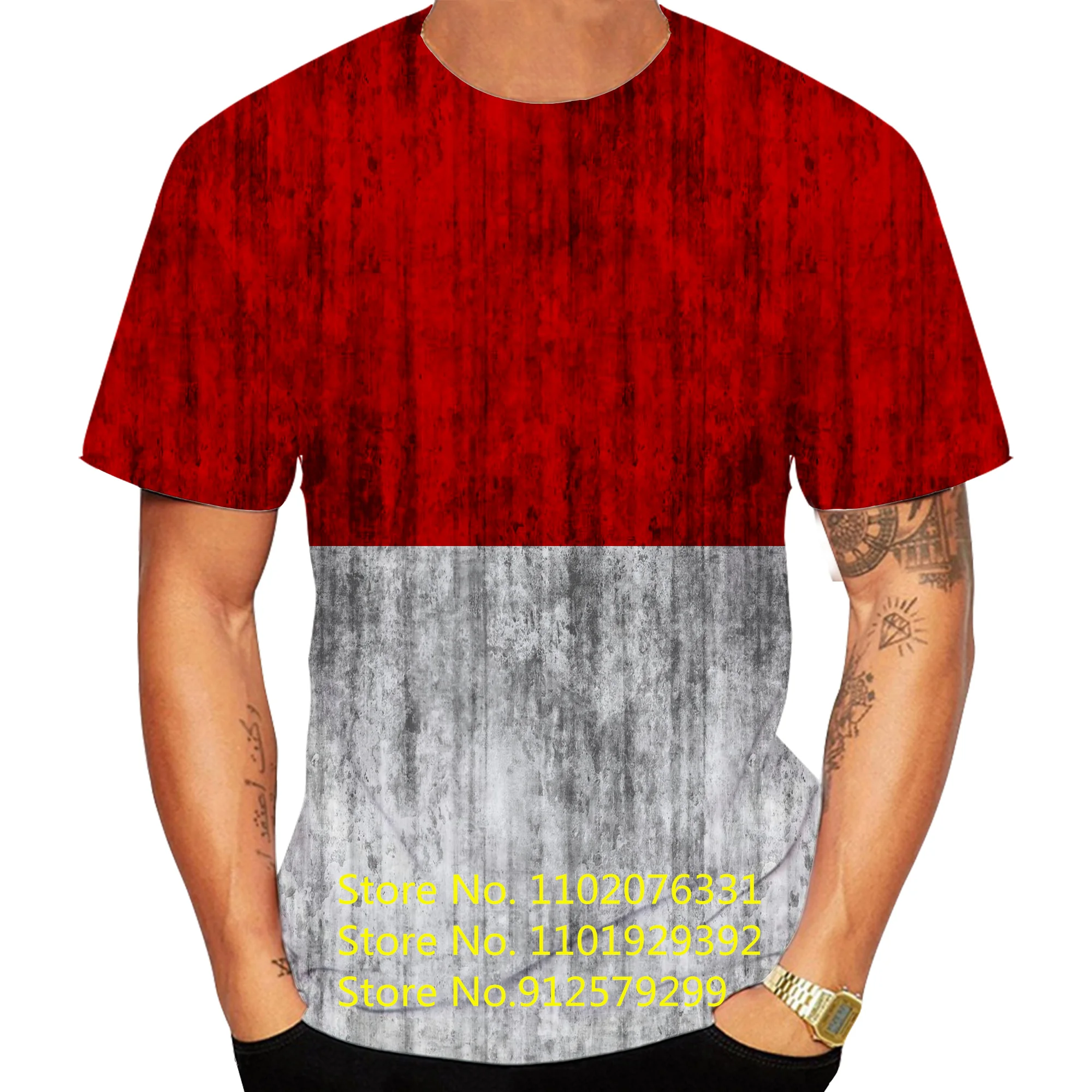 New Men T Shirt Indonesia Flag 3D Printing Short-Sleeved Personality Fashion T-Shirt For Men