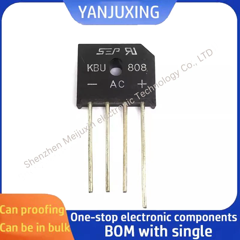 مقوم جسري مقوم أحادي الطور ، مقوم جسري مسطح ، kbu808 ، 8a ، 7.5 v ، مجموعة من 5 أجزاء