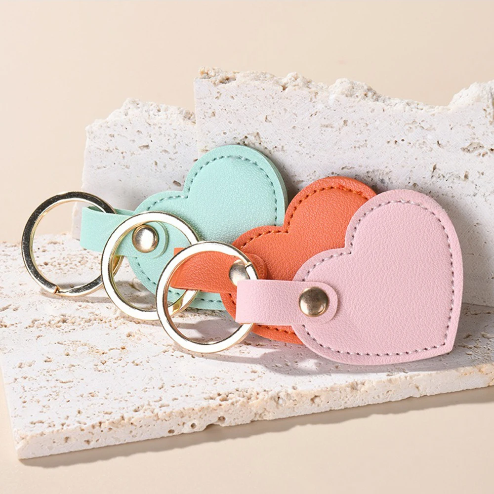 10Pcs Leather Heart Key Chain Leather Heart Personalized Keychain Women Car Key Holder Home Key Ring Charm Bag Car Pendant Gift