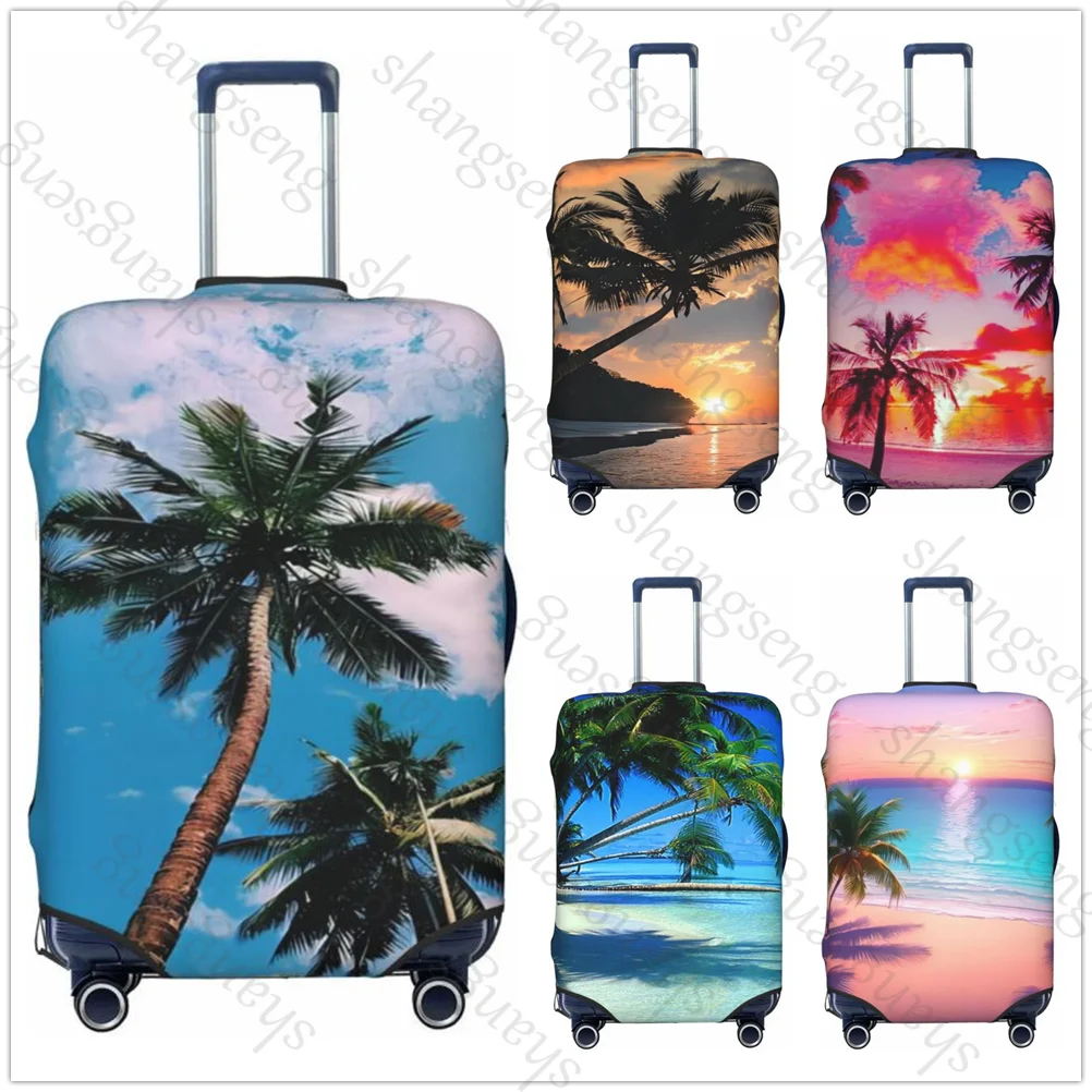 Tropical beach palm trees Travel Luggage Cover Elastic Suitcase Trolley Protector dust cover Suitcase Case For 18-32 Luggage