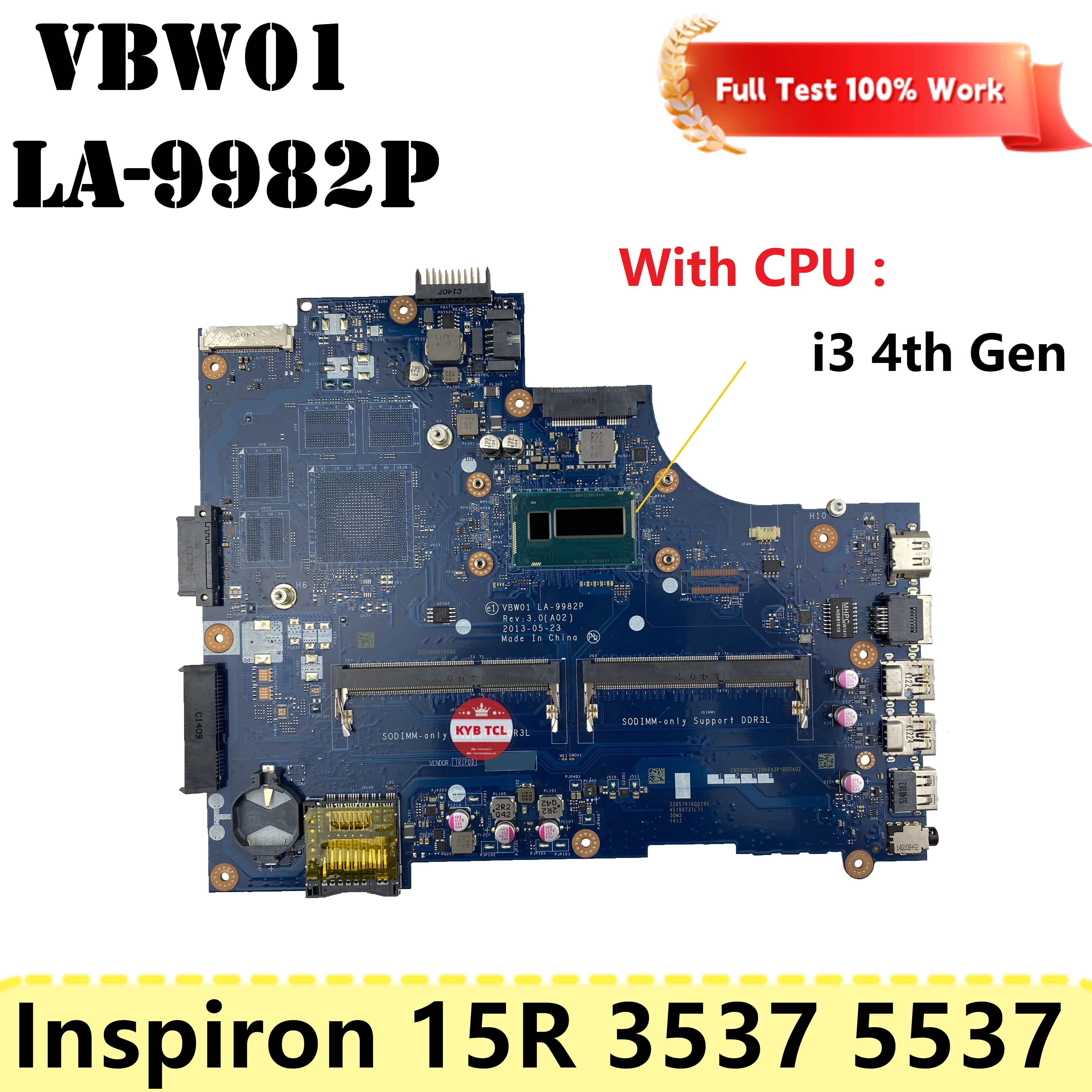 Imagem -05 - Placa-mãe do Portátil Vw01 La-9982p para Dell Inspiron 15r 3537 5537 Cn0p28j8 P28j8 0d28mx 0cx6h1 0cd6v3 0mxm3y