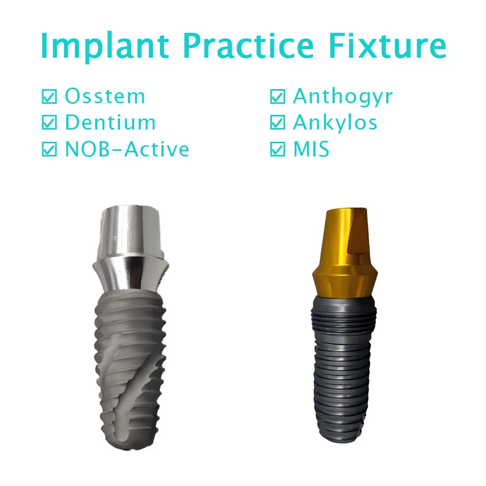 Dental Implant Training Model Compatible with Osstem Dentium Nobel Active Titanium Alloy Practice Tool for Dentist Student