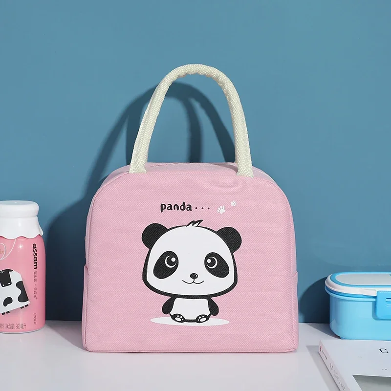 1Pcs Cute Cartoon Panda Lunch Bag Kids Portable Travel Picnic Bags Waterproof Insulation School Breakfast Cooler Lunch Box Bag