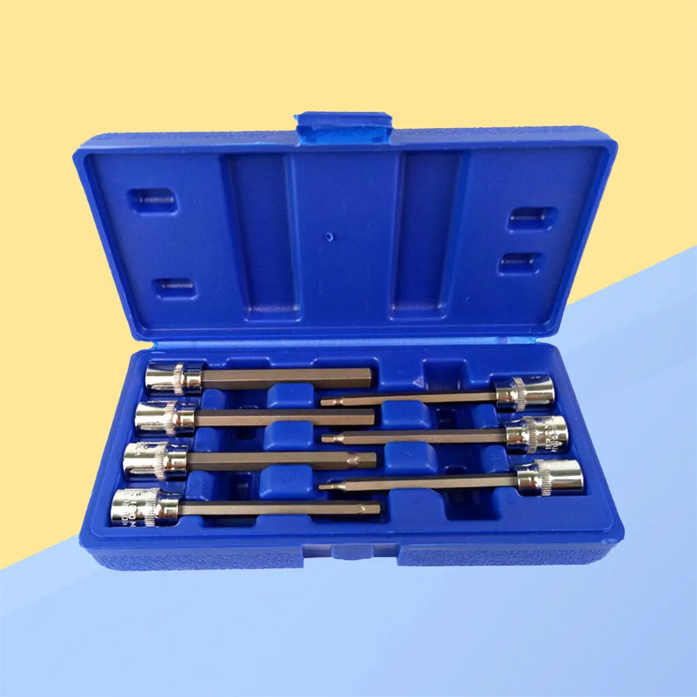 

7Pcs Extra-Long Hex Bit Socket Set 3Mm 4Mm 5Mm 6Mm 7Mm 8Mm 10Mm Chrome-Vanadium Steel Torque Extension Sockets for Cars