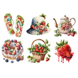 Red sweet Strawberry Iron-on Transfers For Clothing Fusible Patch Heat Transfer Sticker For T Shirt Thermoadhesive Patches