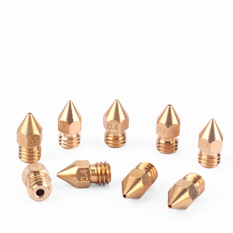 3D Printer Parts, MK8 Pointed Brass Nozzle, Engraved Surface Brass Print Nozzle, 0.2-1mm