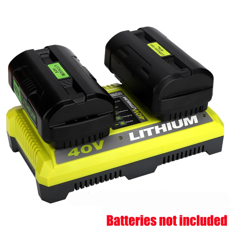 Portable Lithium Battery Charger Dual-Port Replacement Charging Station Compatible for RYOBI 40V Li-ion Battery US/EU/UK/AU Plug