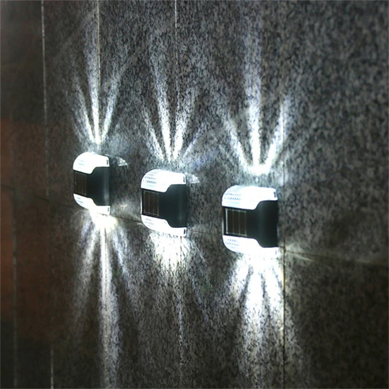 

4PCS Warm White LED Solar Step Lamp Path Stair Outdoor Garden Lights Balcony Light Decoration for Patio Stair Fence Light