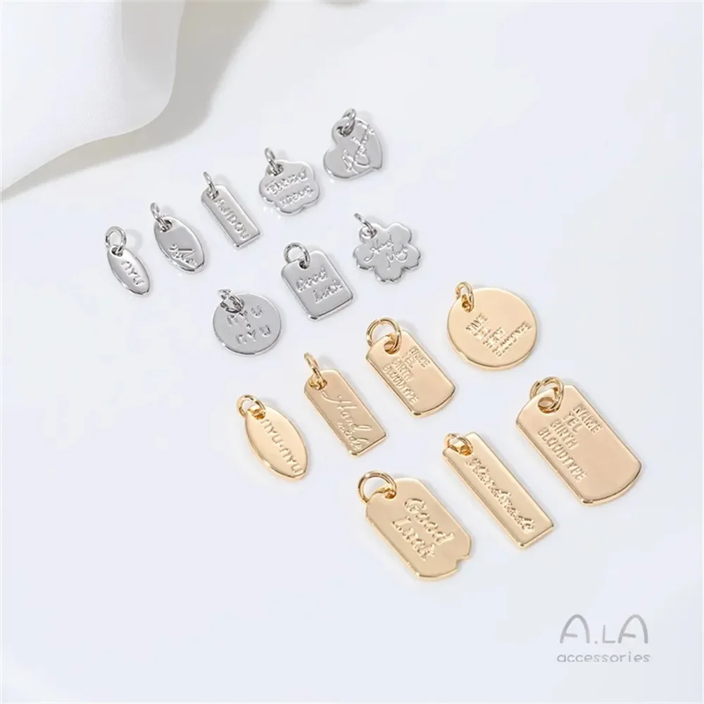 14K Gold-plated Color Plum Blossom Heart-shaped Pendant Accessory Rectangular Round Plate Oval Diy Bracelet Necklace Accessory