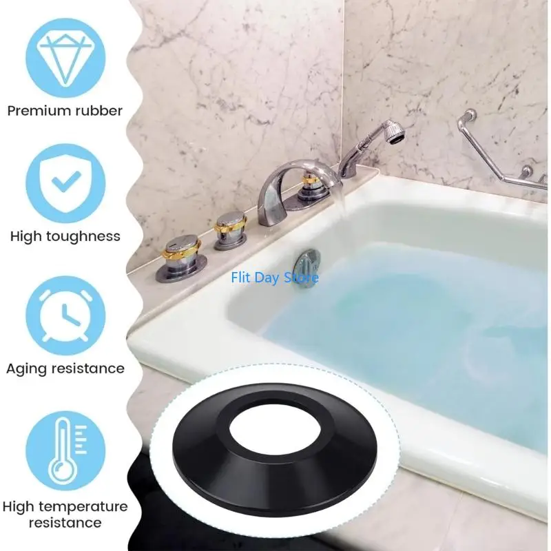 F92C 10Pcs Black Rubber Bathtubs Stoppers Replacement Washers Bathtubs Drain Plugs Seal for Smooth Drainage & Water Conservation